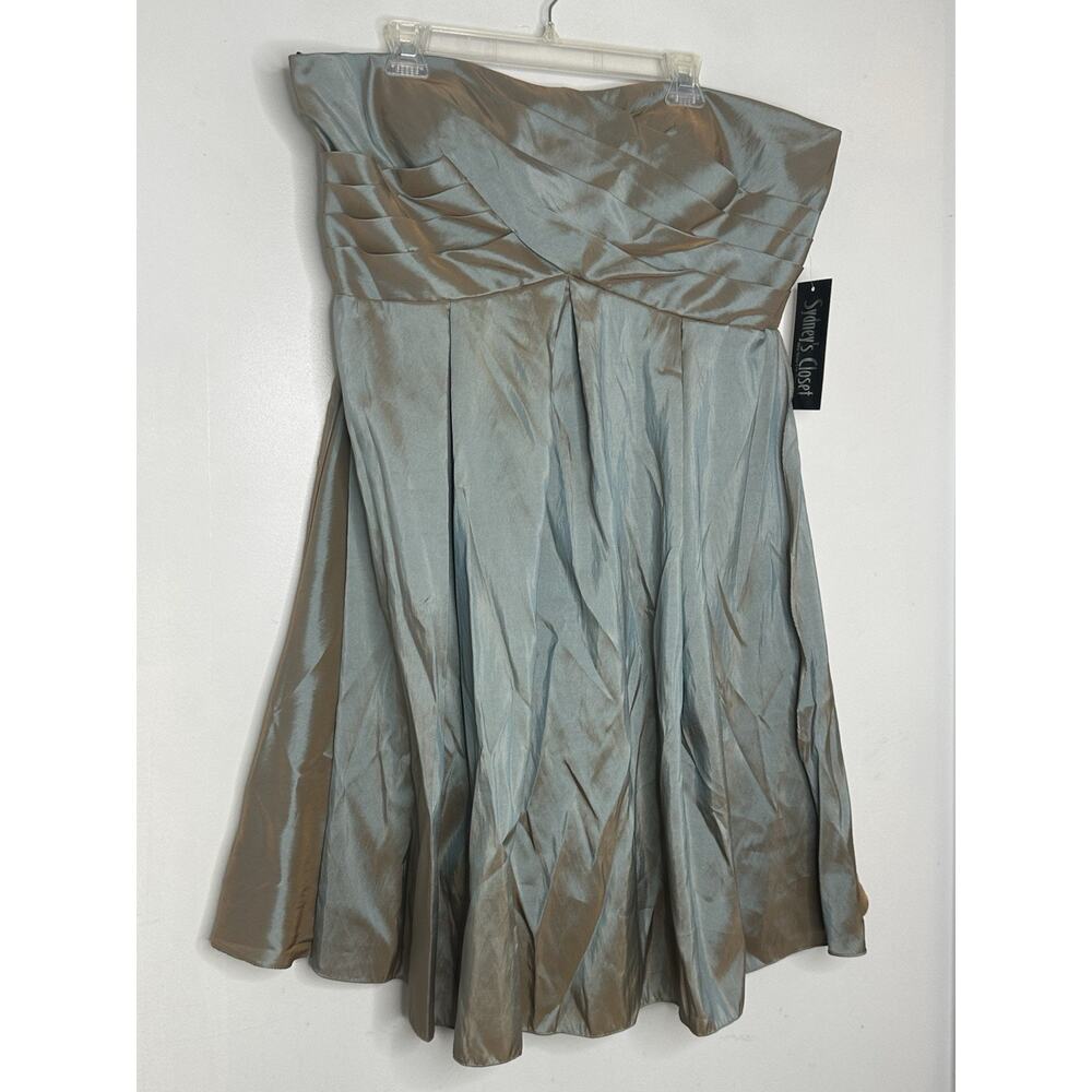 Sydney's Closet Strapless Hazel Satin Flared Bridesmaid Event Dress Sz 16 New - Picture 2 of 9